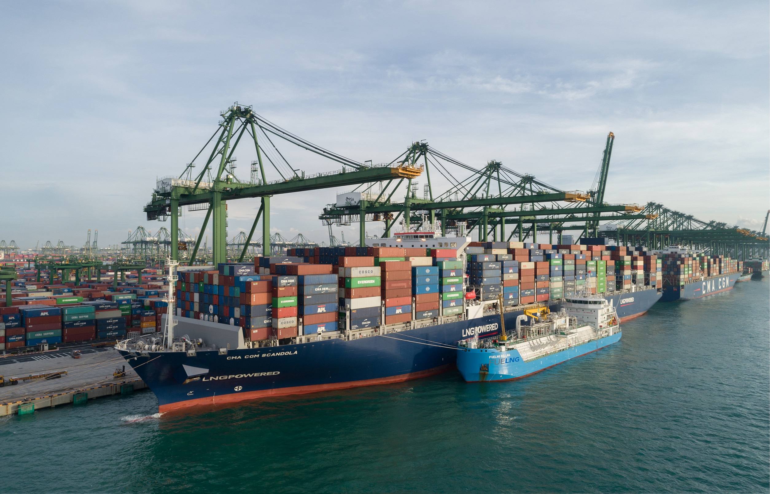 Asia’s First Ship-to-Containership LNG Bunkering undertaken by CMA CGM and FueLNG at the Port of Singapore