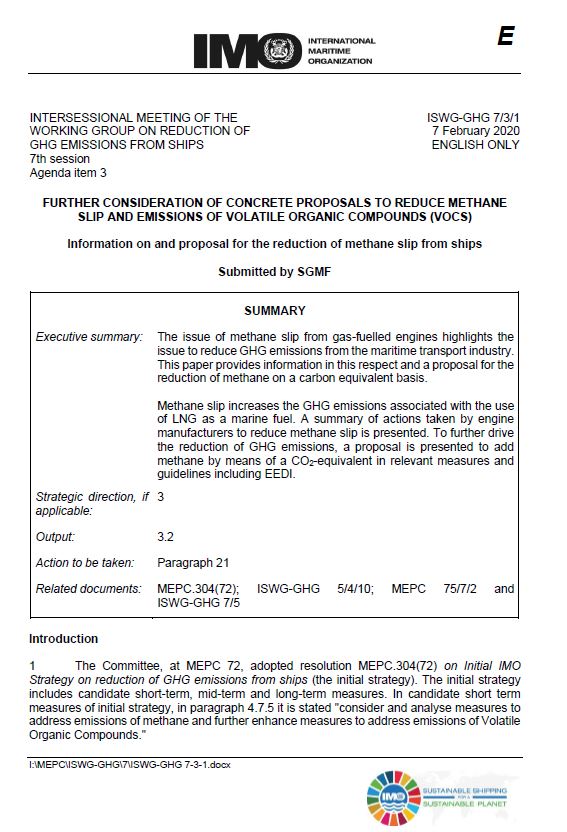 IMO MEPC Session 7 - SGMF Submission