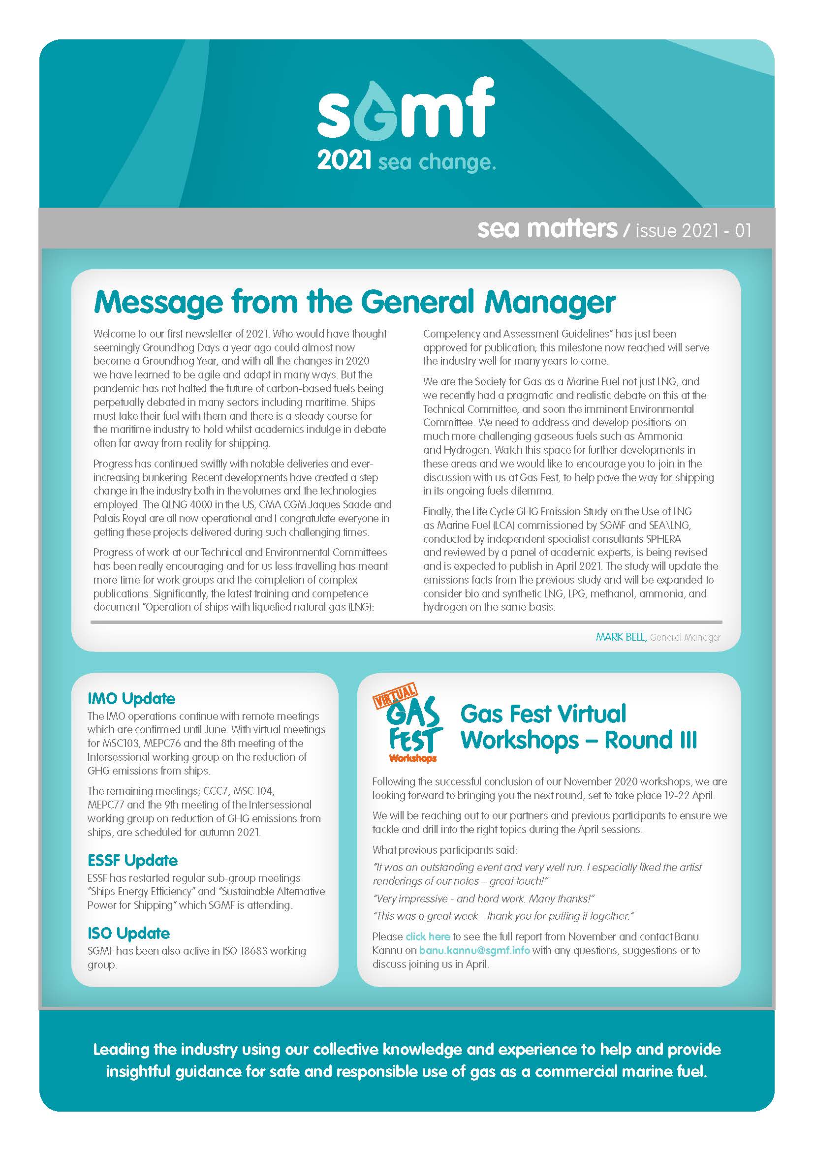 Message from the General Manager on the first Newsletter Issue for 2021