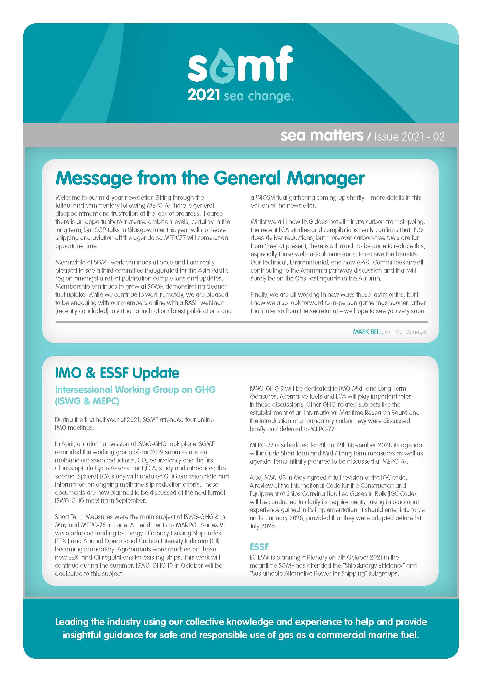 Message from the General Manager on the second Newsletter Issue for 2021